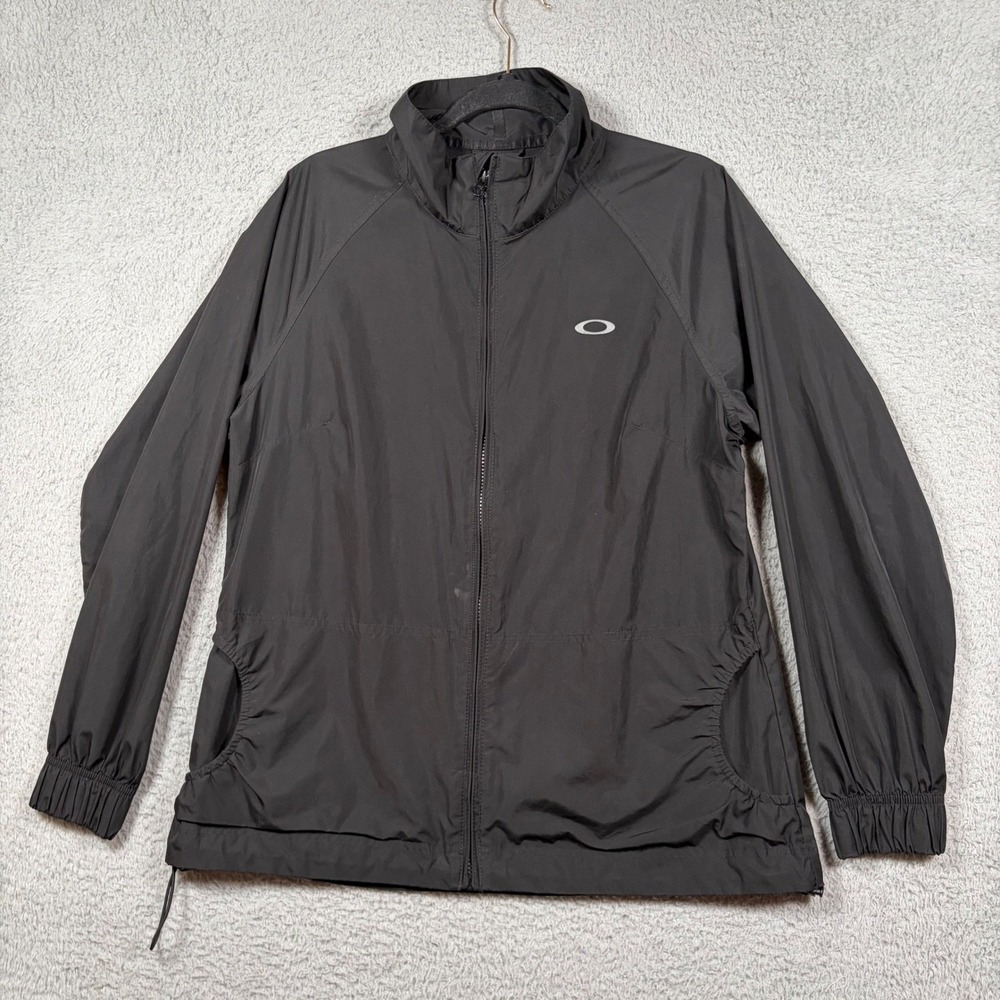 Oakley Windbreaker Jacket Womens L Full Zip Lightweight Black‎ Golf Running